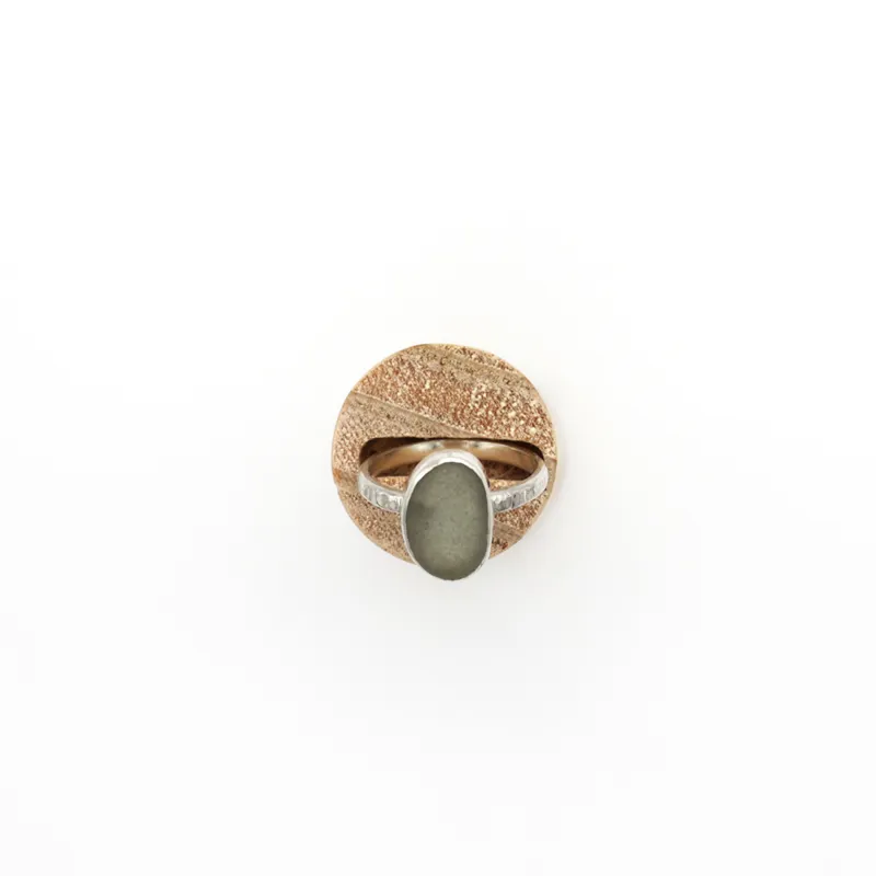 Porth Silver Seaglass Ring Clear P-2